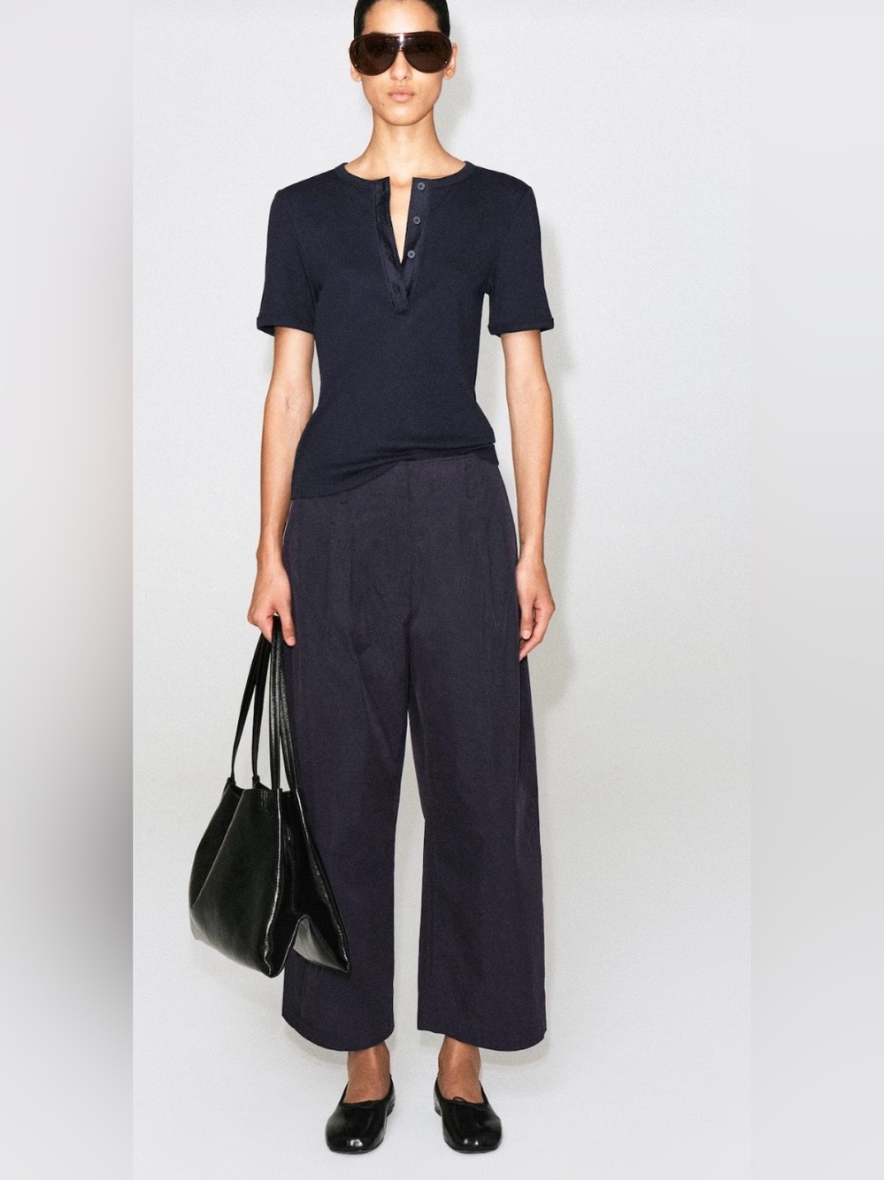 COS cotton barrel leg trousers navy 100% cotton size US 12